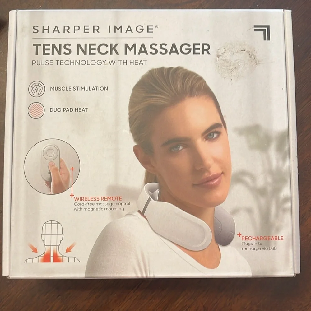 NWT Sharper Image Tens Neck Massager Pulse Technology with Heat and Remote